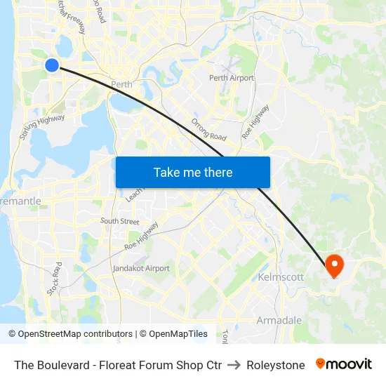 The Boulevard  - Floreat Forum Shop Ctr to Roleystone map