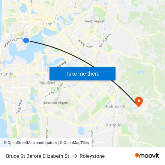 Bruce St Before Elizabeth St to Roleystone map