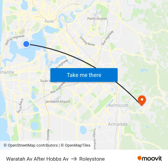 Waratah Av After Hobbs Av to Roleystone map