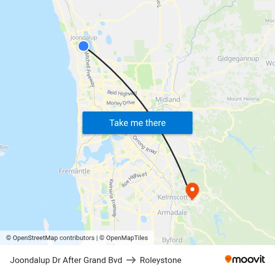 Joondalup Dr After Grand Bvd to Roleystone map