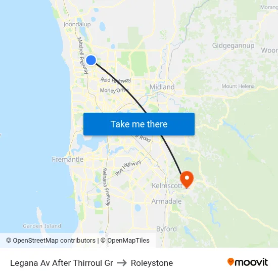 Legana Av After Thirroul Gr to Roleystone map