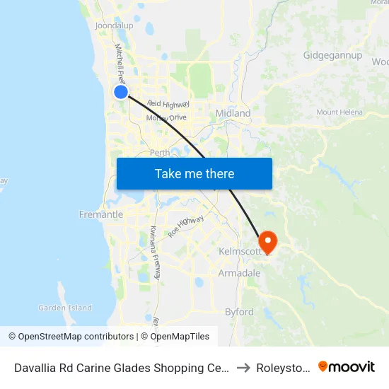 Davallia Rd Carine Glades Shopping Centre to Roleystone map