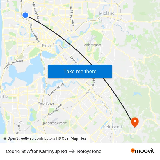 Cedric St After Karrinyup Rd to Roleystone map