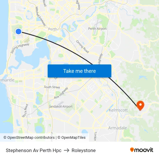 Stephenson Av Perth Hpc to Roleystone map