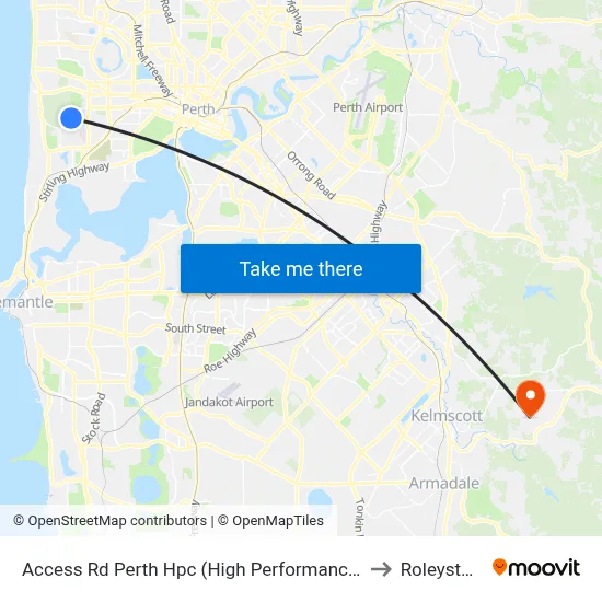 Access Rd Perth Hpc (High Performance Ctr) to Roleystone map
