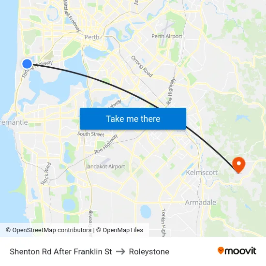 Shenton Rd After Franklin St to Roleystone map