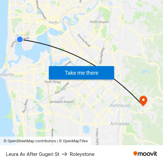 Leura Av After Gugeri St to Roleystone map