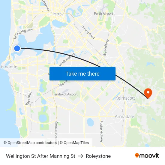 Wellington St After Manning St to Roleystone map