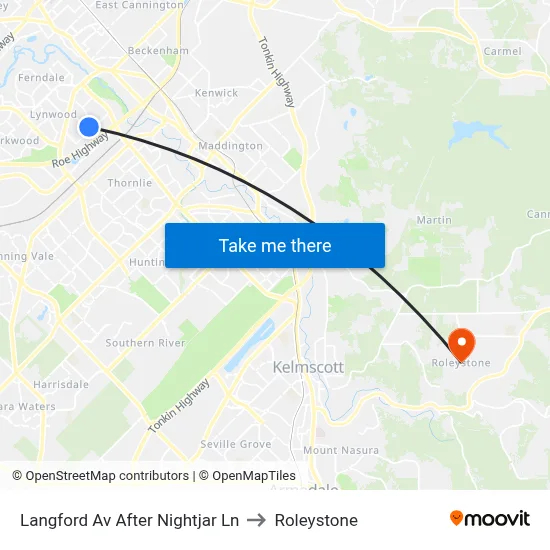 Langford Av After Nightjar Ln to Roleystone map