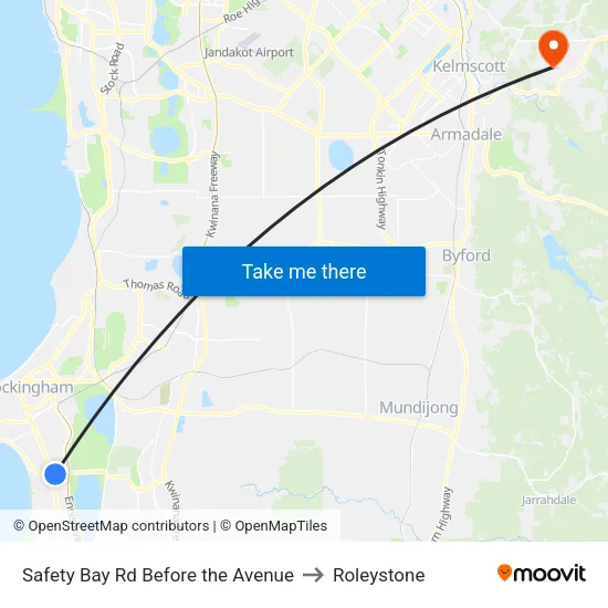 Safety Bay Rd Before the Avenue to Roleystone map