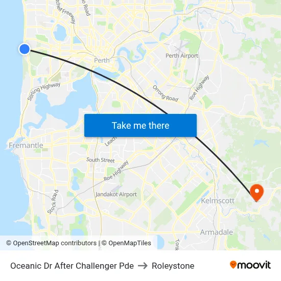 Oceanic Dr After Challenger Pde to Roleystone map