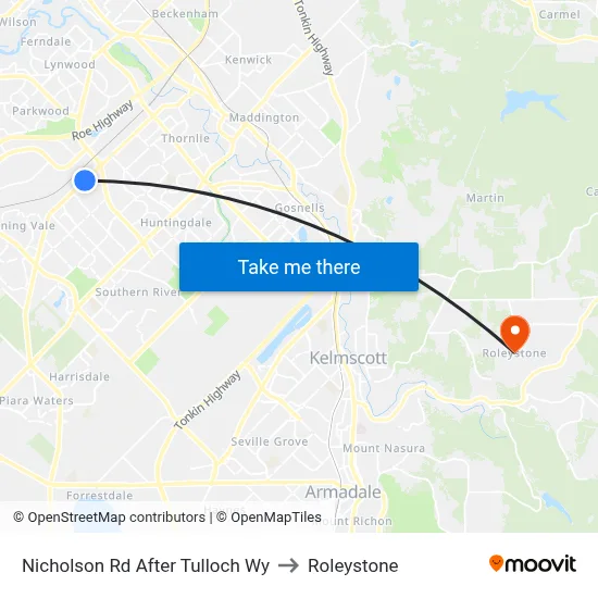 Nicholson Rd After Tulloch Wy to Roleystone map