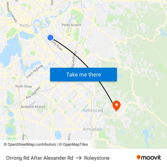 Orrong Rd After Alexander Rd to Roleystone map