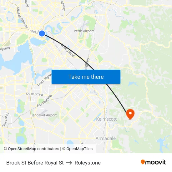 Brook St Before Royal St to Roleystone map