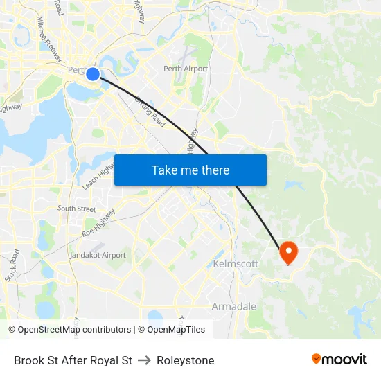 Brook St After Royal St to Roleystone map