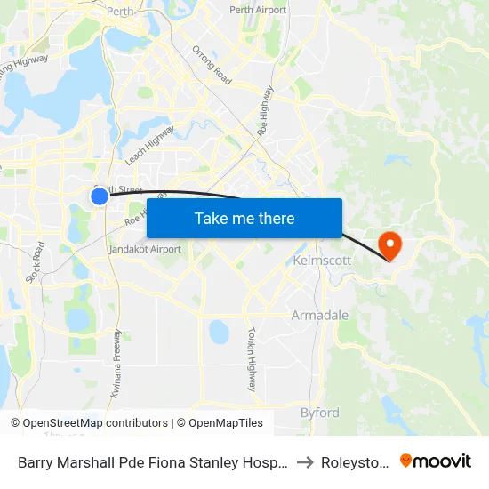Barry Marshall Pde Fiona Stanley Hospital to Roleystone map