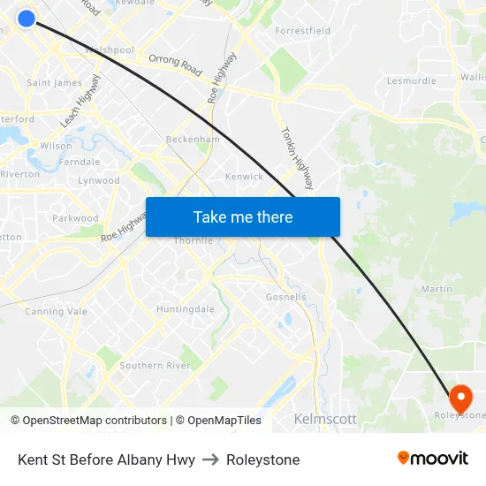 Kent St Before Albany Hwy to Roleystone map