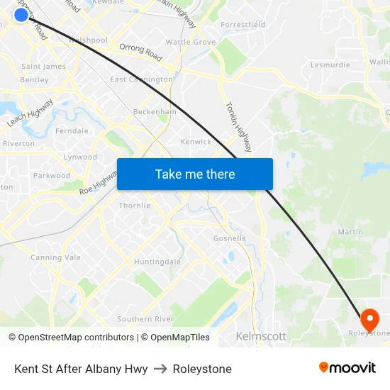 Kent St After Albany Hwy to Roleystone map