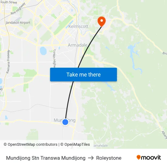 Mundijong Stn Transwa Mundijong to Roleystone map