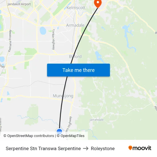 Serpentine Stn Transwa Serpentine to Roleystone map