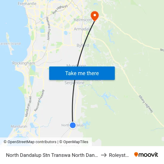 North Dandalup Stn Transwa North Dandalup to Roleystone map