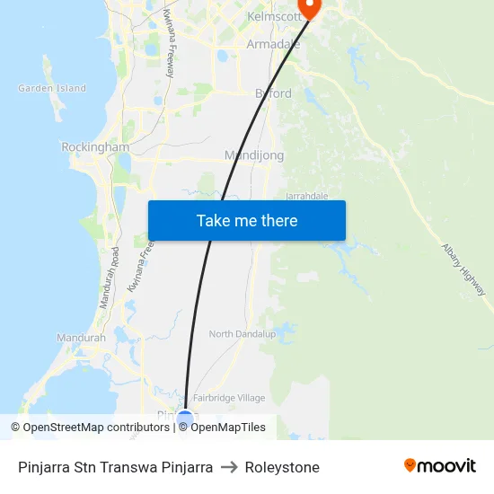Pinjarra Stn Transwa Pinjarra to Roleystone map