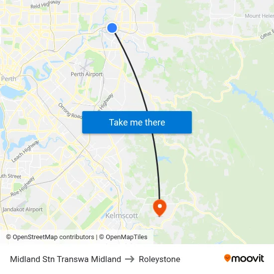 Midland Stn Transwa Midland to Roleystone map