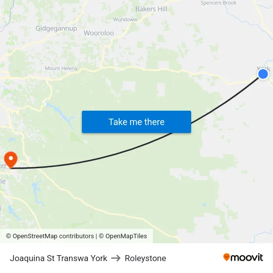 Joaquina St Transwa York to Roleystone map