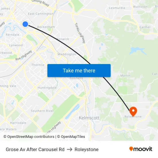 Grose Av After Carousel Rd to Roleystone map