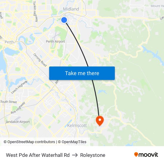 West Pde After Waterhall Rd to Roleystone map