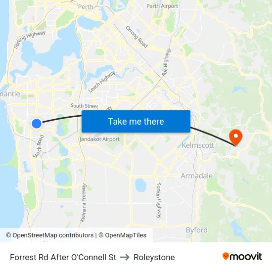 Forrest Rd After O'Connell St to Roleystone map