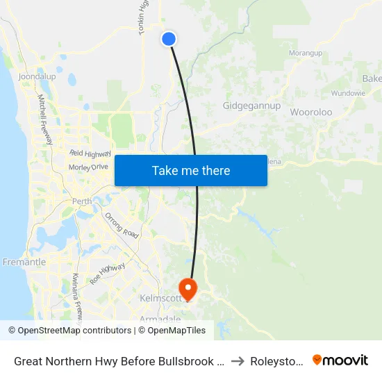 Great Northern Hwy Before Bullsbrook Rd to Roleystone map