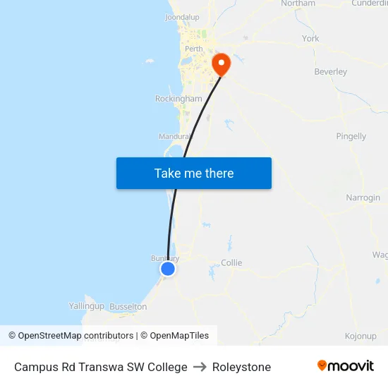 Campus Rd Transwa SW College to Roleystone map