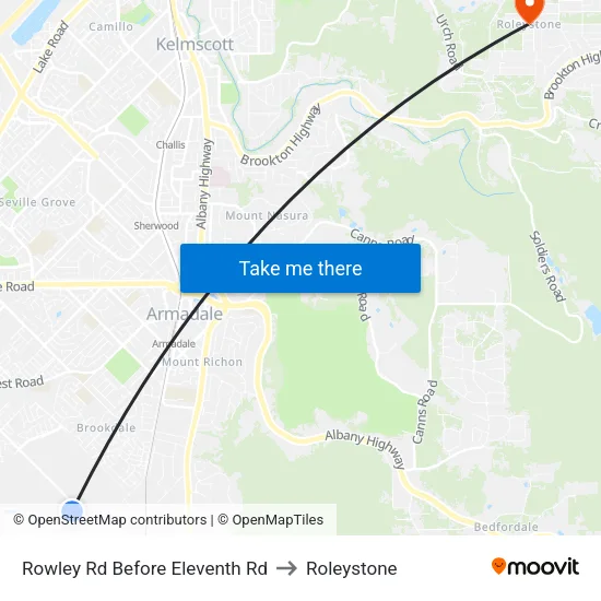Rowley Rd Before Eleventh Rd to Roleystone map