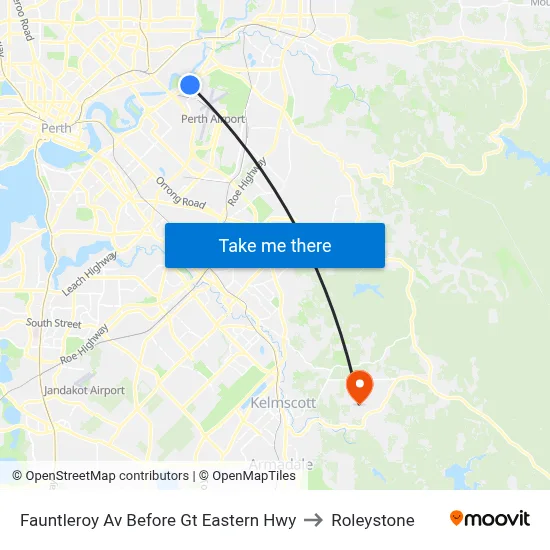 Fauntleroy Av Before Gt Eastern Hwy to Roleystone map