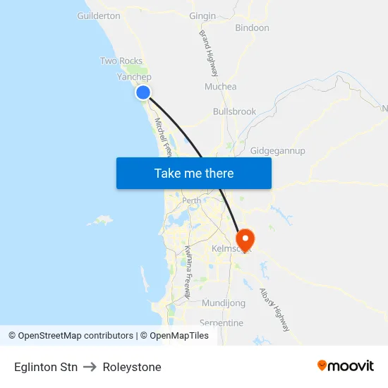 Eglinton Stn to Roleystone map