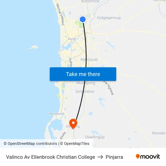 Valinco Av Ellenbrook Christian College to Pinjarra map