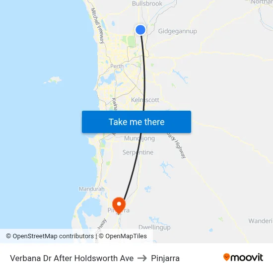 Verbana Dr After Holdsworth Ave to Pinjarra map