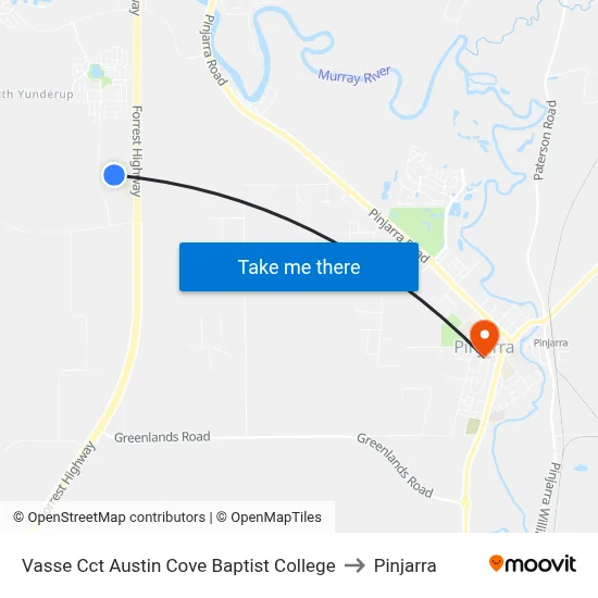 Vasse Cct Austin Cove Baptist College to Pinjarra map