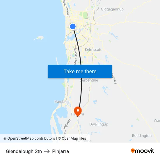 Glendalough Stn to Pinjarra map