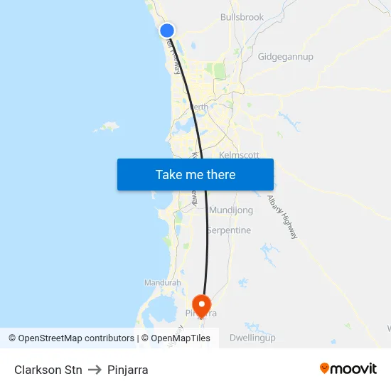 Clarkson Stn to Pinjarra map