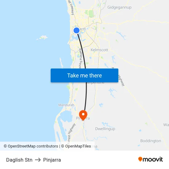 Daglish Stn to Pinjarra map