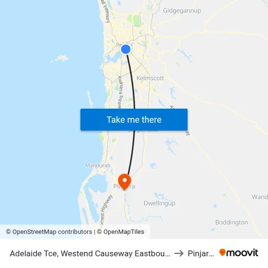 Adelaide Tce, Westend Causeway Eastbound to Pinjarra map