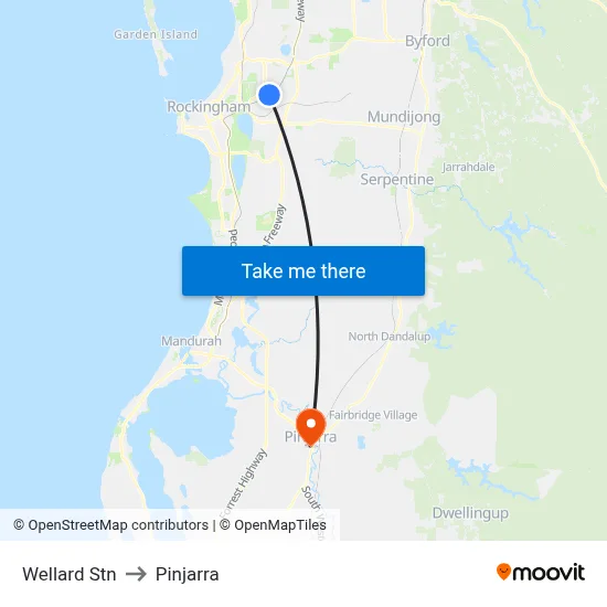 Wellard Stn to Pinjarra map