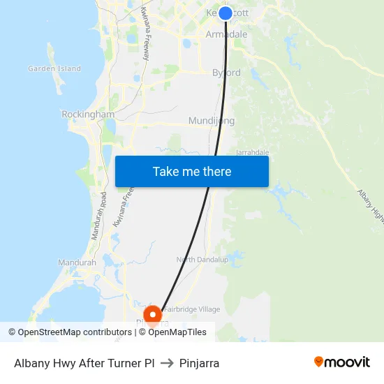 Albany Hwy After Turner Pl to Pinjarra map