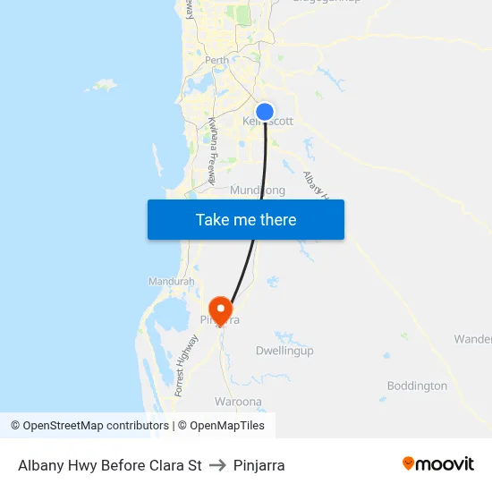 Albany Hwy Before Clara St to Pinjarra map