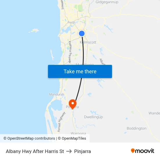 Albany Hwy After Harris St to Pinjarra map