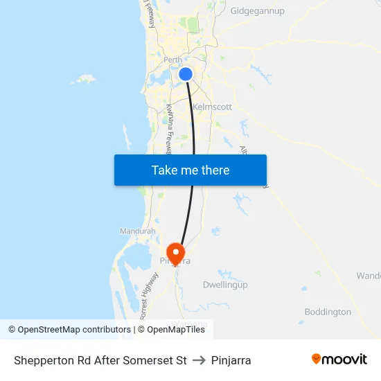 Shepperton Rd After Somerset St to Pinjarra map
