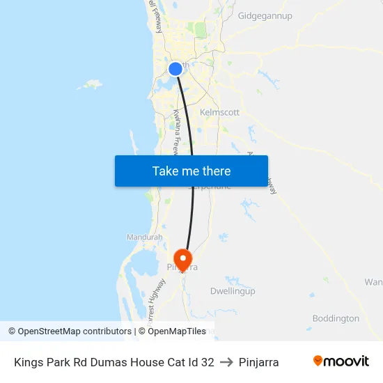 Kings Park Rd Dumas House Cat Id 32 to Pinjarra map
