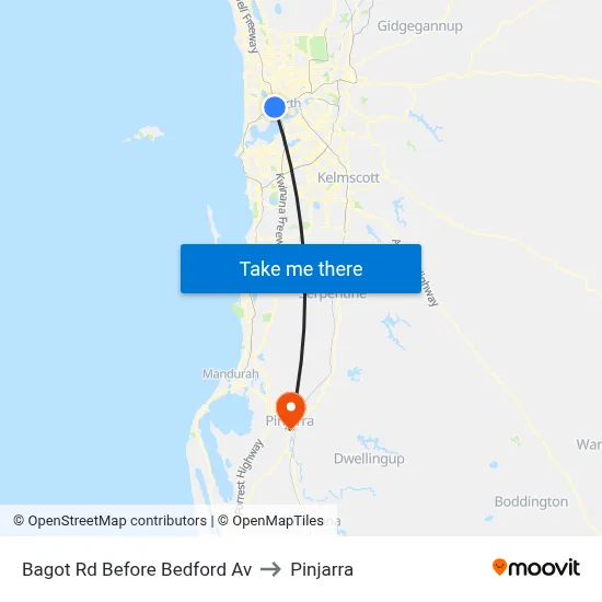 Bagot Rd Before Bedford Av to Pinjarra map